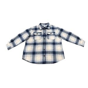 Time and Tru Blue White Plaid Flannel Button Down Shirt Size XL Women’s